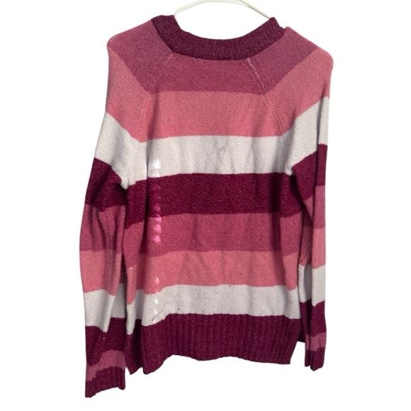 🌺 5 x 25 🌺 Time and Tru Women's Super Soft Pullover Pink Stripe Sweater SzM 8-10 - Picture 4 of 6